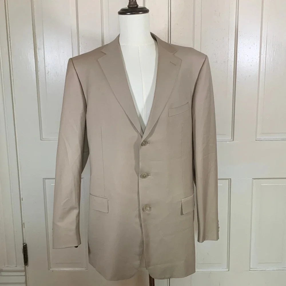 Ermenegildo Zegna Su Misura Trofeo Wool Blazer 60X Beige Tan Switzerland